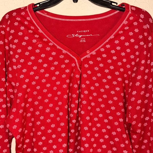 Cacique Lane Bryant Christmas Red & White Snowflake Pajama Set- Size 14/16 - Picture 3 of 14